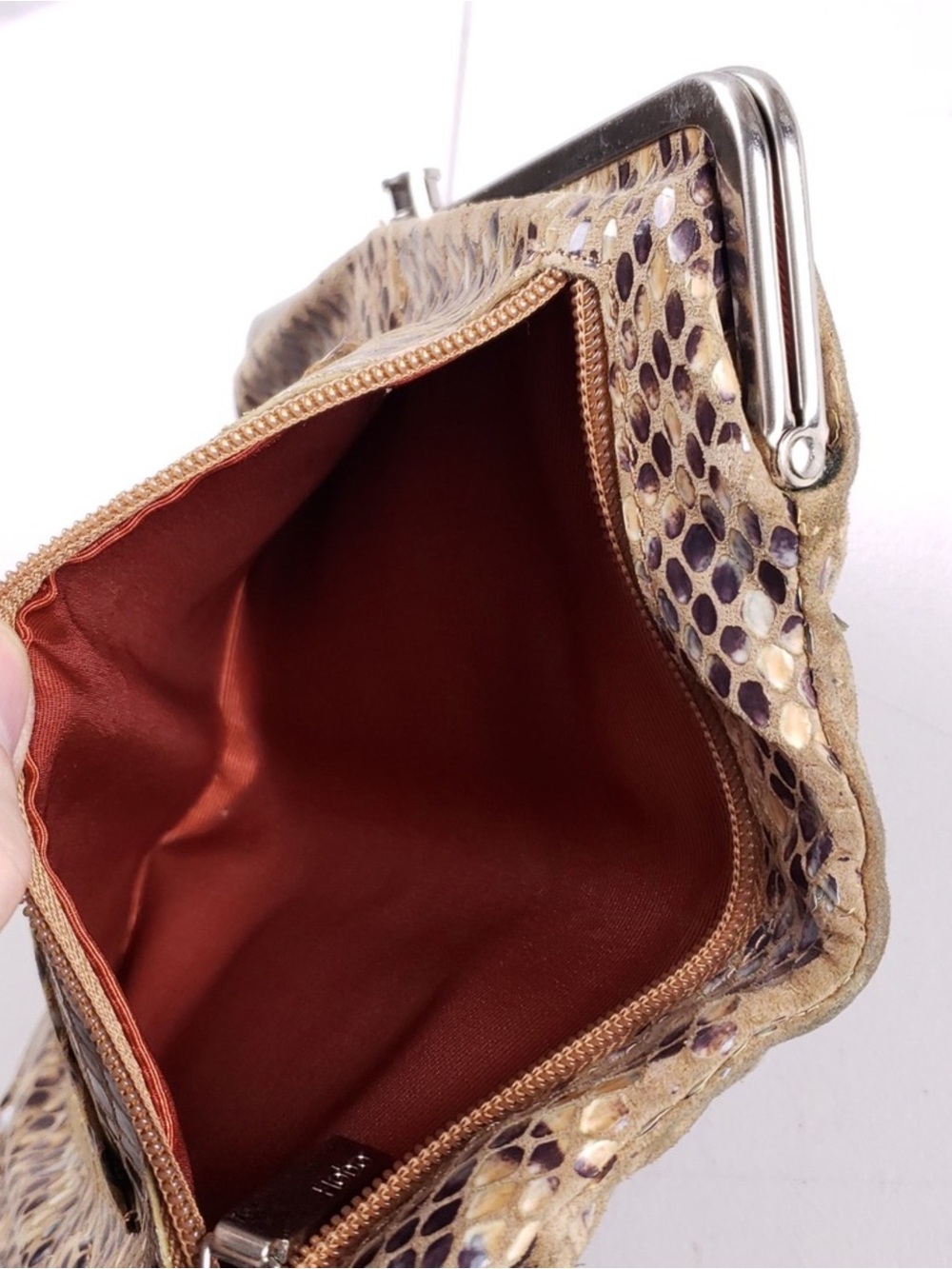 HOBO Tan and Purple Snakeskin-Pattern Clutch Wallet - Picture 9 of 13